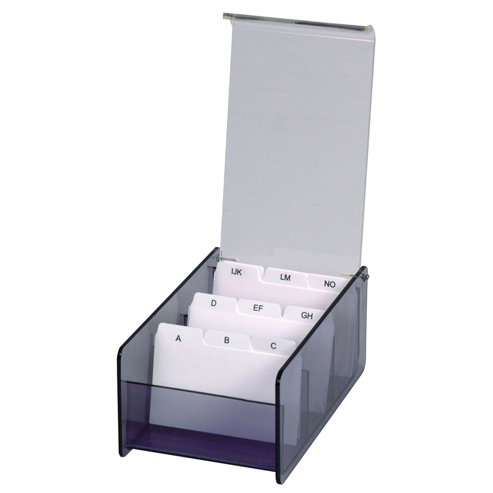 Avante Acrylic Business Card Holder Box Smoke Melbourne Office Supplies