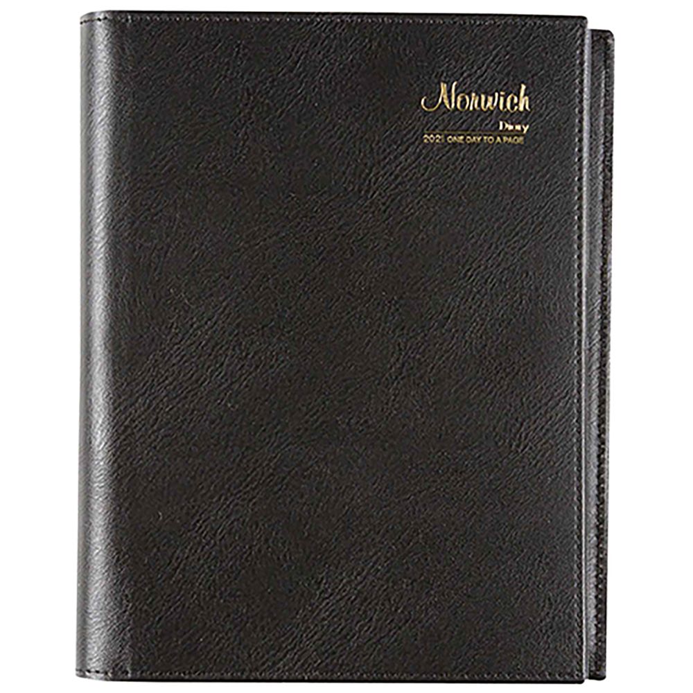 CUMBERLAND NORWICH SPIRAL BOUND DIARY A5, 1 Day To Page, 1/2 Hour, Black (2022)