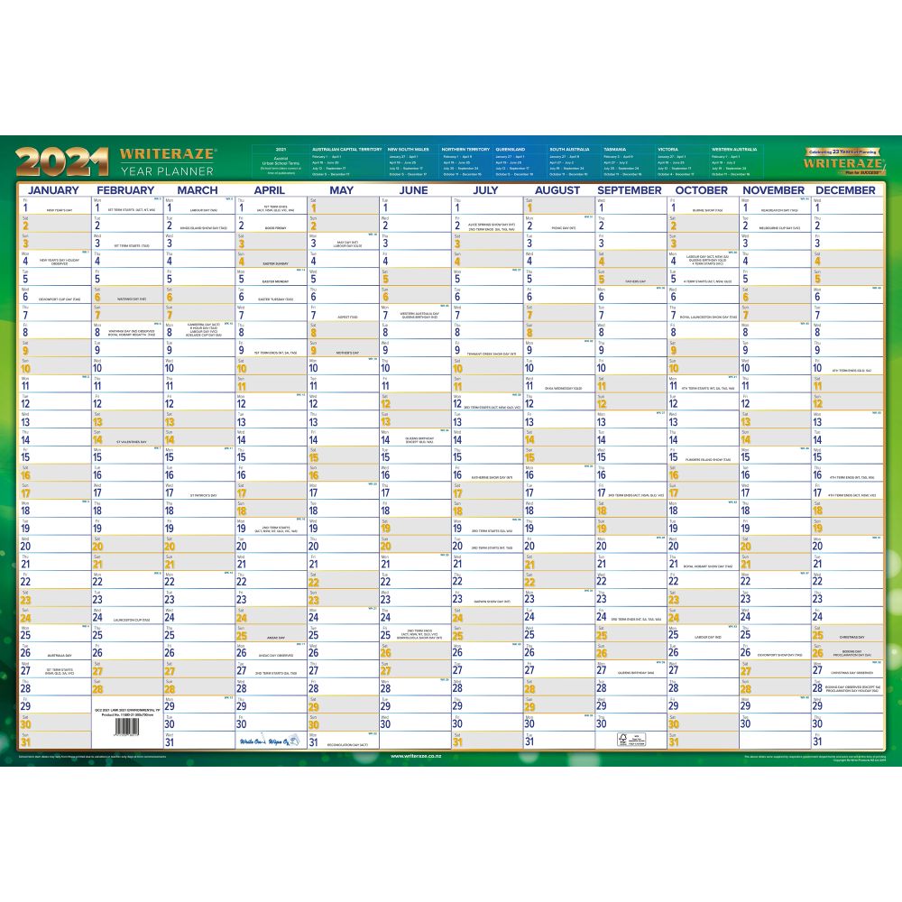 WRITERAZE RECYCLD WALL PLANNER 11880 500x700mm Year/View (2022)
