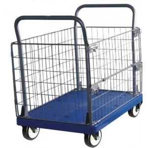 PLASTIC TROLLEY WITH WIRE CAGE