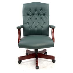 Cfo Executive Chair Dark Green Leather Seated Melbourne Office Supplies